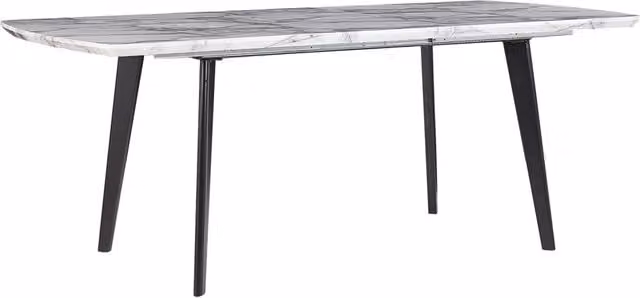 Tavolo da Pranzo Allungabile Beliani con Piano in MDF Effetto Marmo e Gambe in Metallo Nero L/P: 160/200 x 90 cm