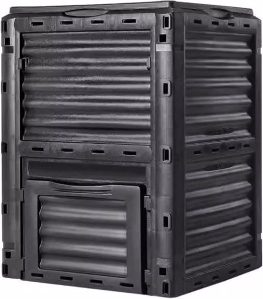 Compostatore per giardino con coperchio - Grande capacità - 300 L - Nera - 60x60.5x82.5 cm