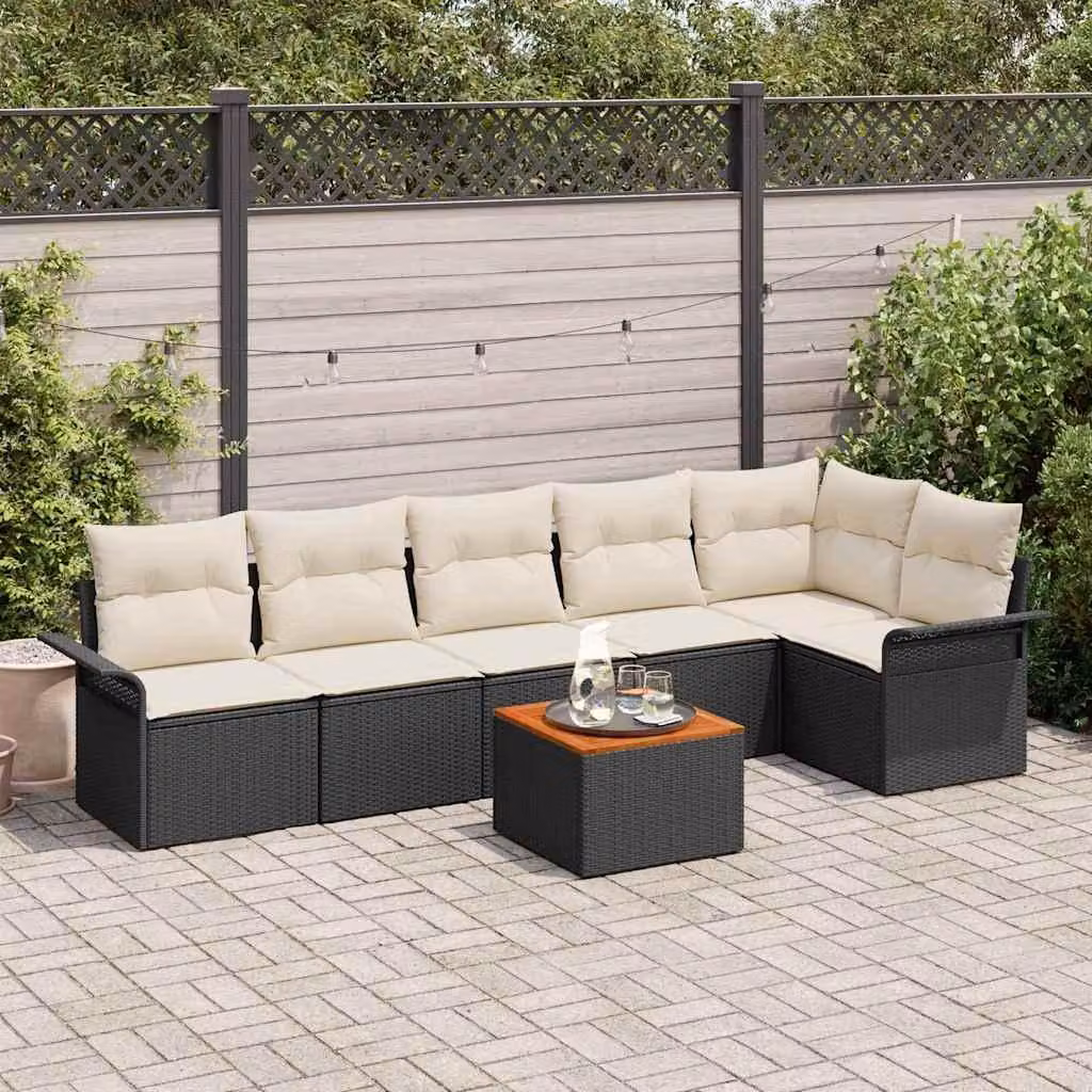 Maison Exclusive - Set Divano da Giardino 7 pcs Nero Poly Rattan