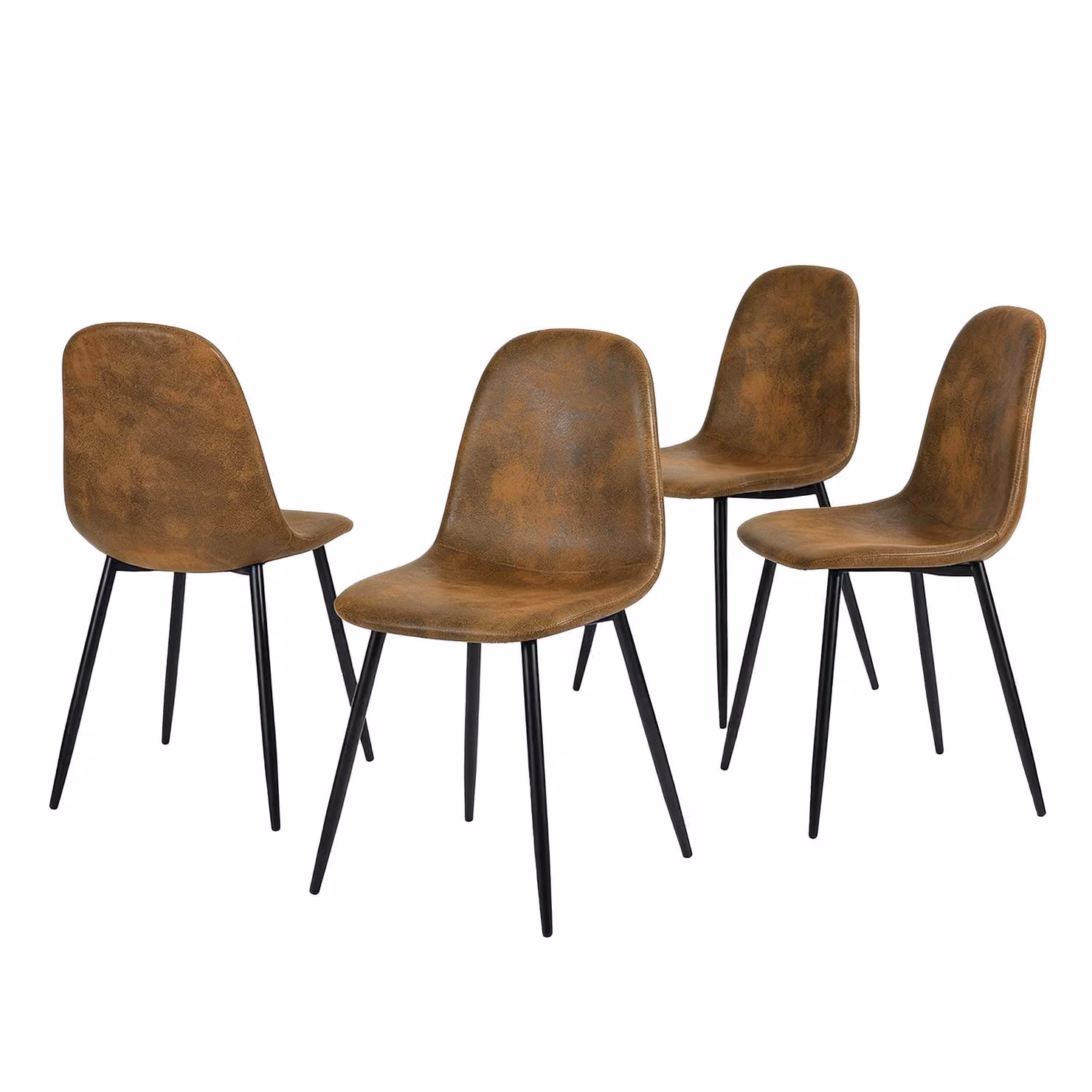 Meubles Cosy Set di 4 sedie da pranzo in stile industriale in ecopelle scamosciata – CHARLTON