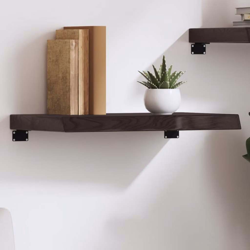 Ripiano a parete vidaXL in rovere massello marrone scuro L: 60 cm, P: 30 cm, H: 2-6 cm
