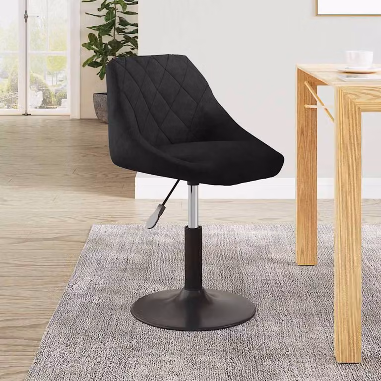 Sedia da pranzo moderna vidaXL in velluto nero con base girevole 360 gradi