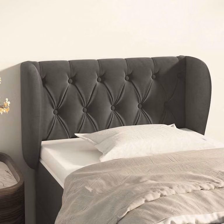 Testiera ad orecchio vidaXL in velluto grigio scuro L: 83 cm, P: 23 cm, H: 78-88 cm