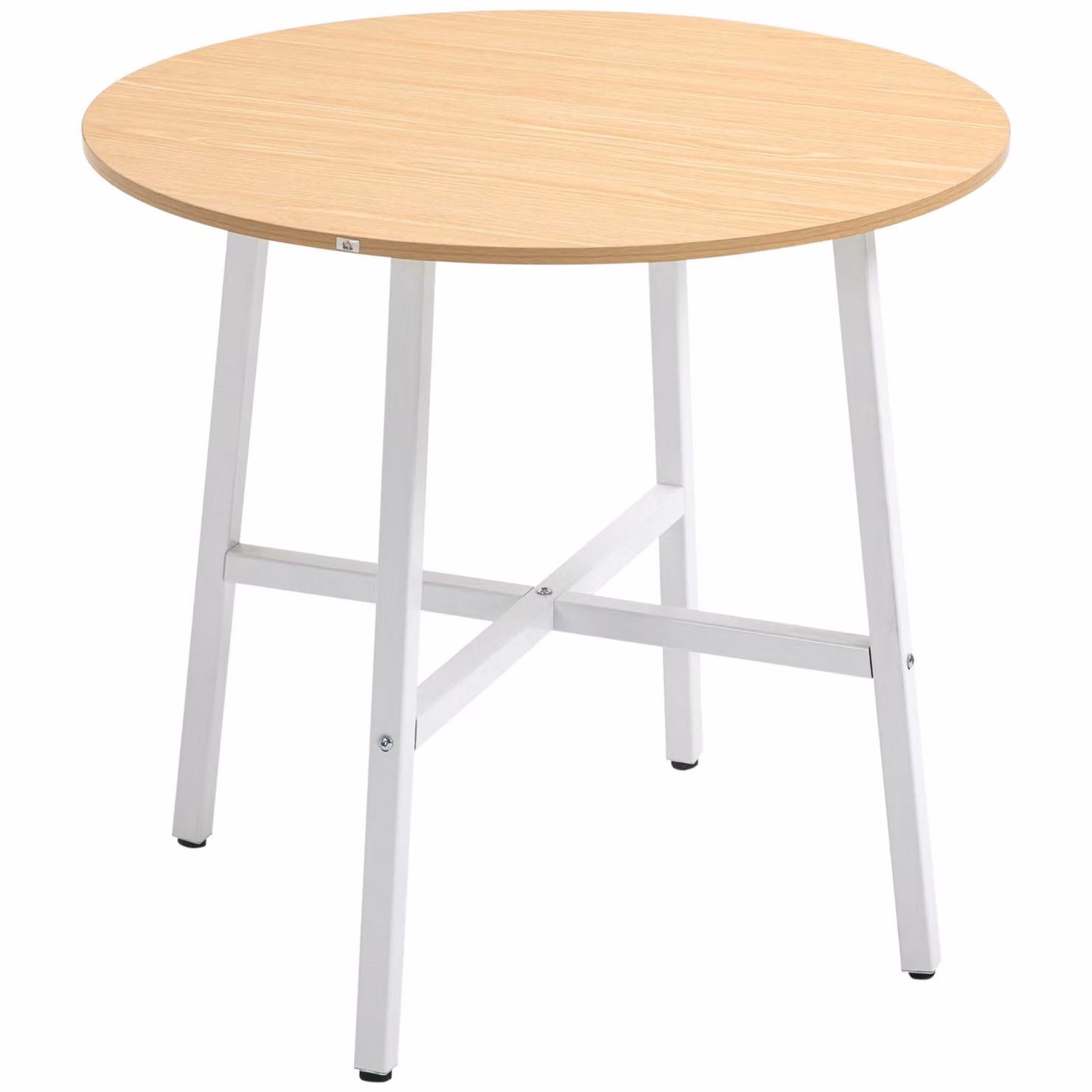 Tavolo da pranzo Fortuna Lai Tavolo da cucina per 4 persone, tavolo da soggiorno moderno in acciaio e legno naturale, 80x80x76 cm per sala da pranzo e cucina