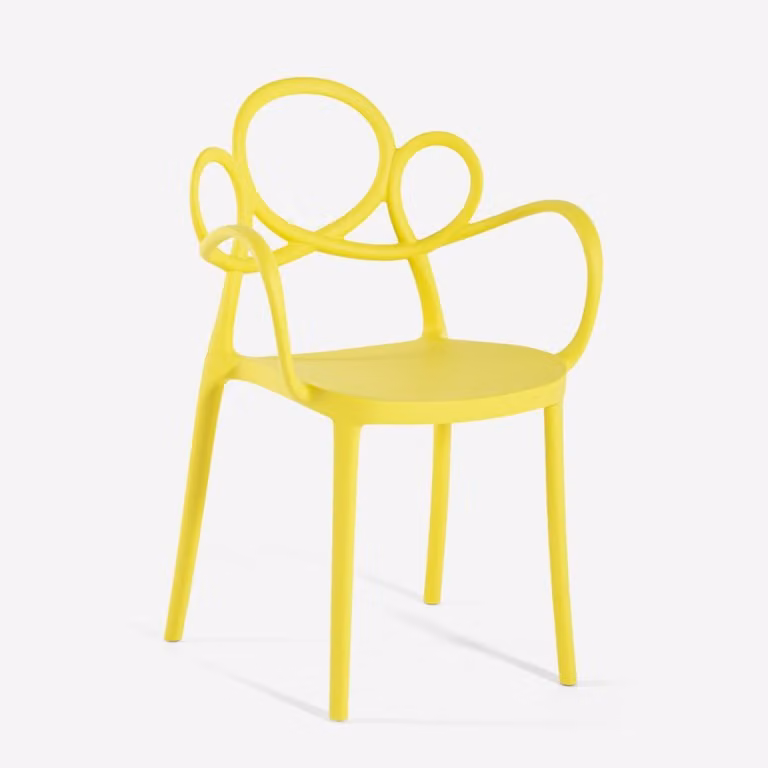 Elegante sedia di design moderno in polipropilene con braccioli Derby - Giallo