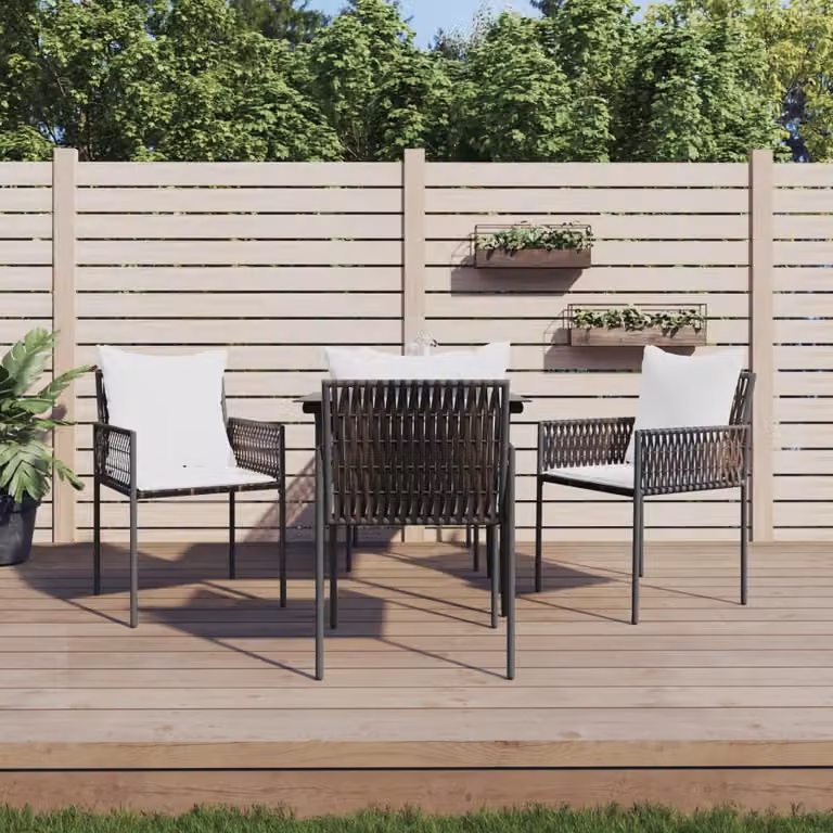 The Living Store Set da pranzo da giardino 5 pezzi con cuscini in poly rattan e acciaio
