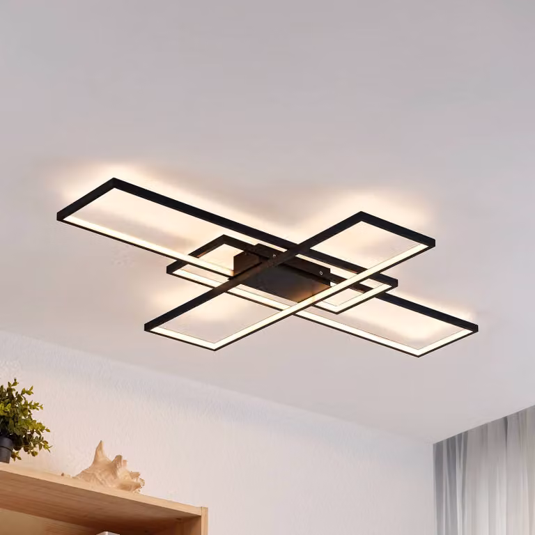 Plafoniera a LED Tetson Lindby, dimmerabile, Nero, Soggiorno / Sala da pranzo, Metallo, Moderno, Plafoniera LED