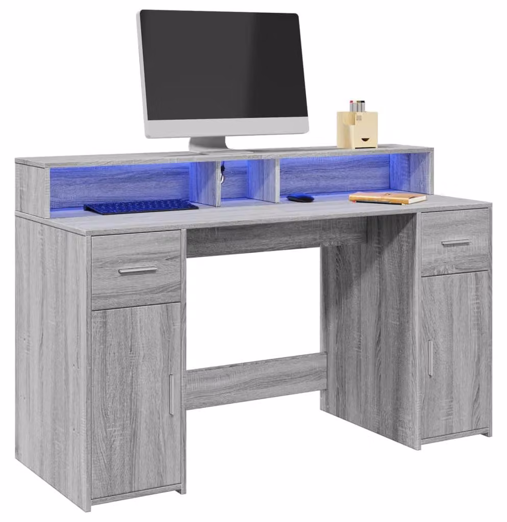 Scrivania per laptop e tablet - Scrivania - Postazione di lavoro - Scrivania da gaming - Postazione di lavoro domestica - Illuminazione RGB a LED