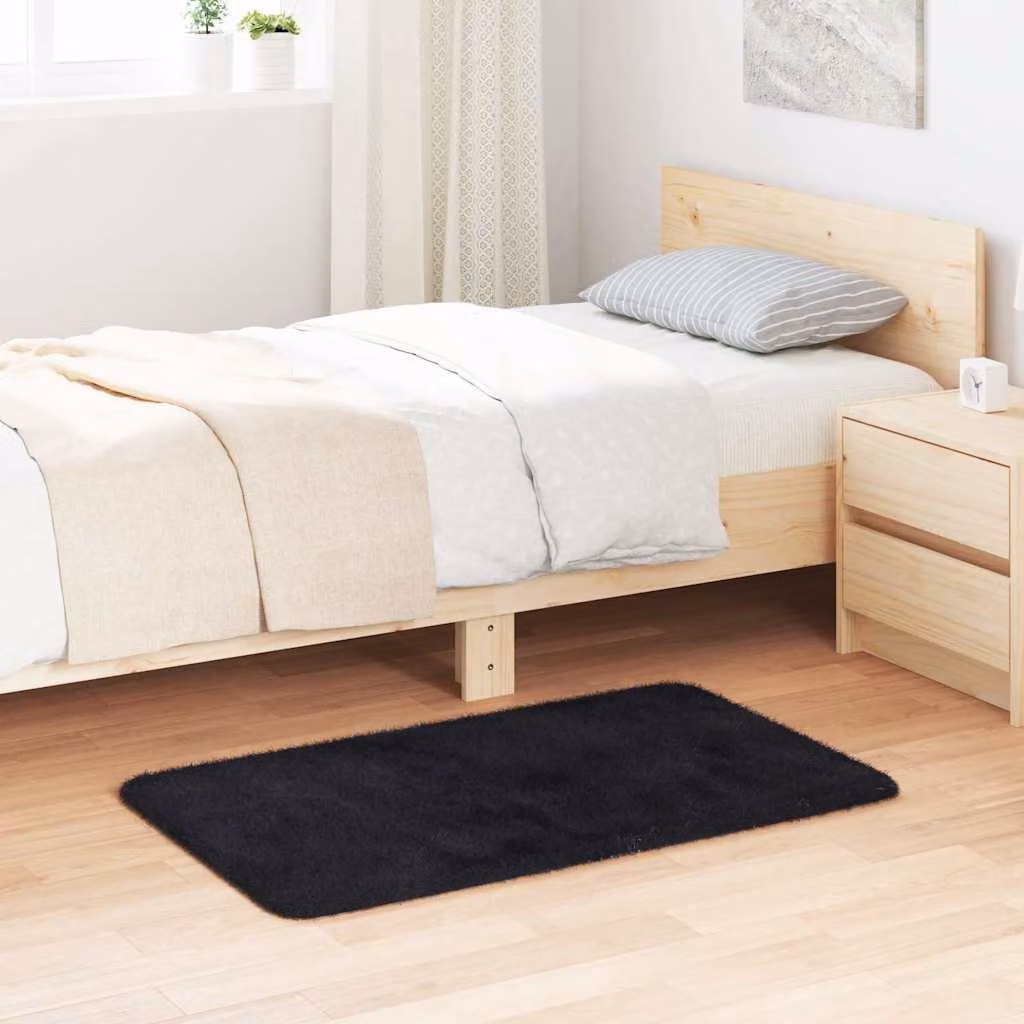 Tappeto Shaggy a Pelo Lungo vidaXL NAVARRA Nero L: 100 cm, P: 60 cm, H: 3,5 cm in poliestere