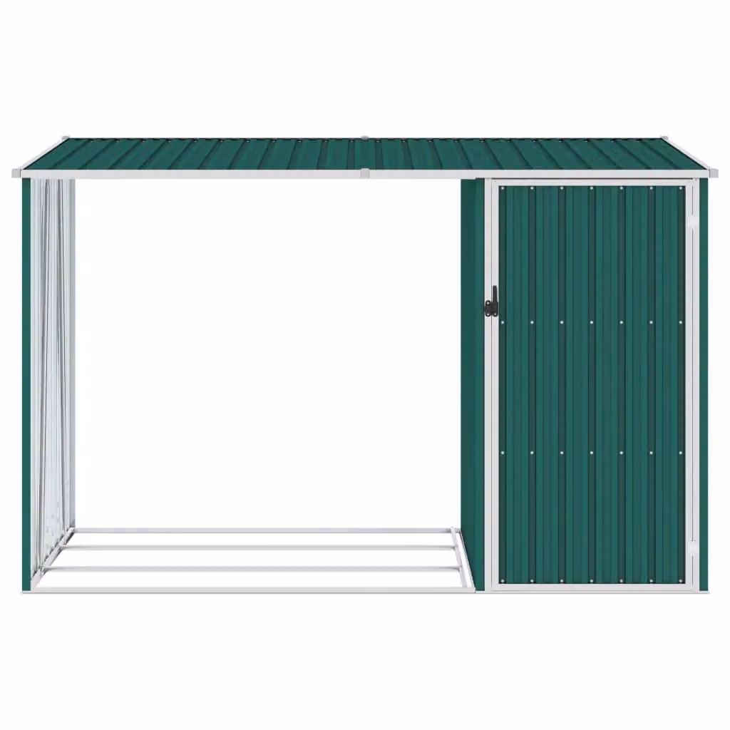Legnaia da giardino in acciaio zincato verde L: 245 cm, P: 98 cm, H: 159 cm – 2