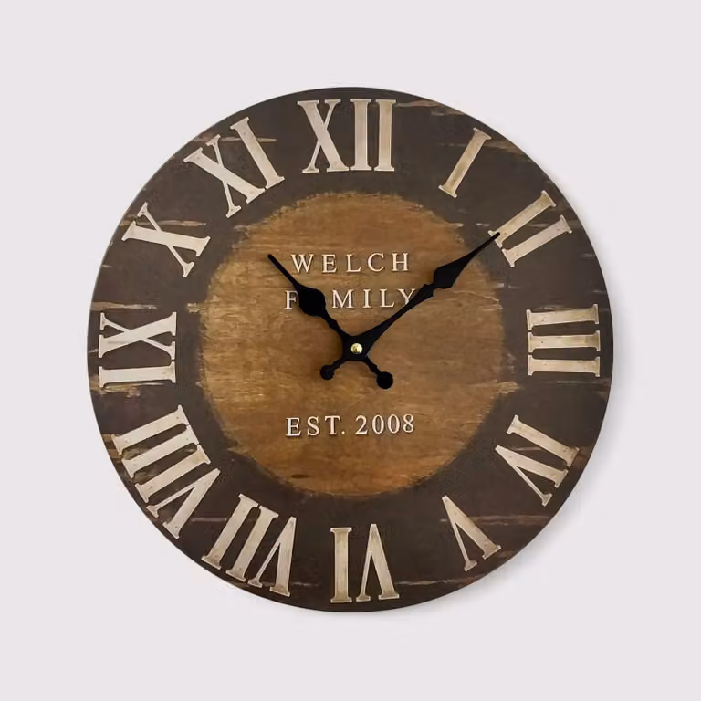 Camedrio - Orologio tondo in legno in stile industrial e vintage