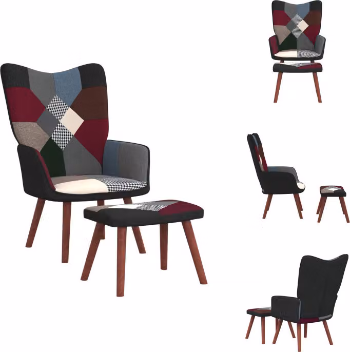 vidaXL Poltrona relax con sgabello Tessuto patchwork - Poltrona