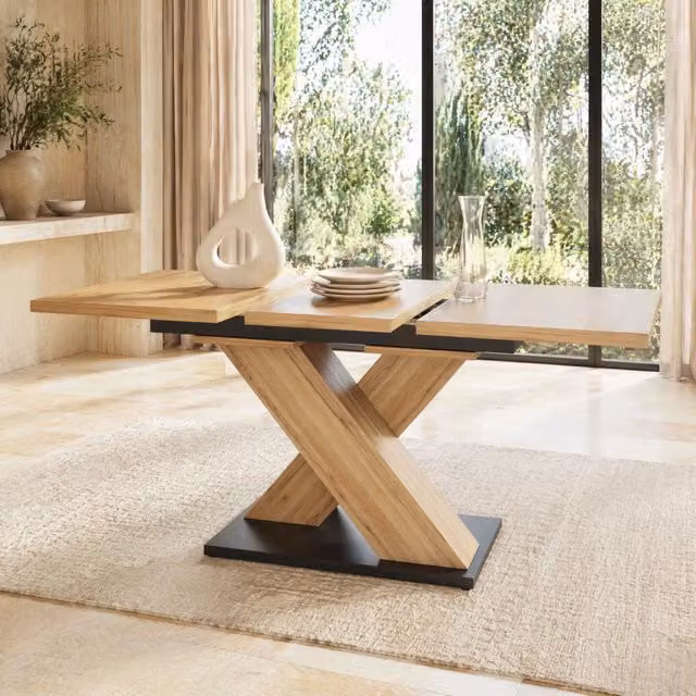 Tavolo da pranzo estensibile 158,5x80x75 cm legno naturale – piano scorrevole