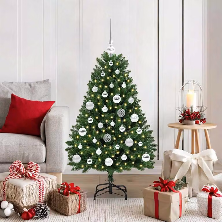 Maison Exclusive - Albero di Natale artificiale, altezza 120 cm, 150 luci a LED, luce bianca calda, colore verde