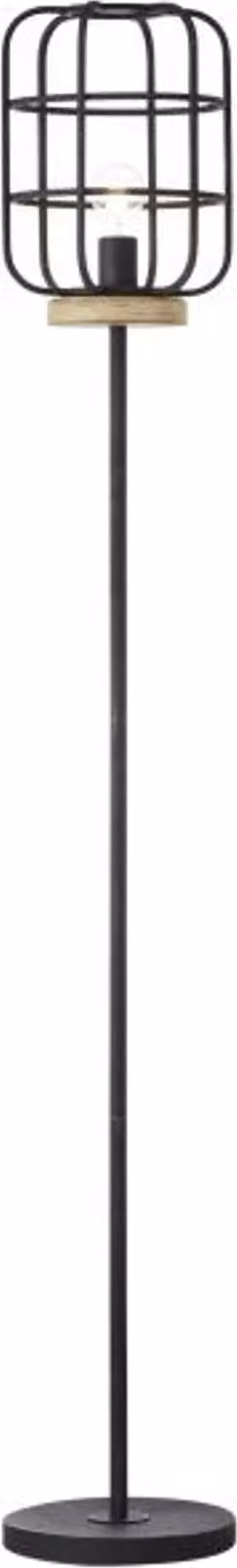 Lampada BRILLIANT, lampada da terra Gwen 1flg legno antico/corindone nero, metallo/legno, 1x A60, E27, 52W, lampade standard (non incluse)