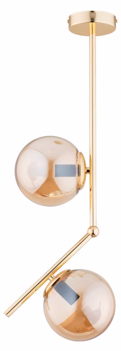 Lampada a sospensione LIBERTY oro-ambra 2xE14x10W in vetro, dimensioni: 68x15x24 cm, IP20, Alfa