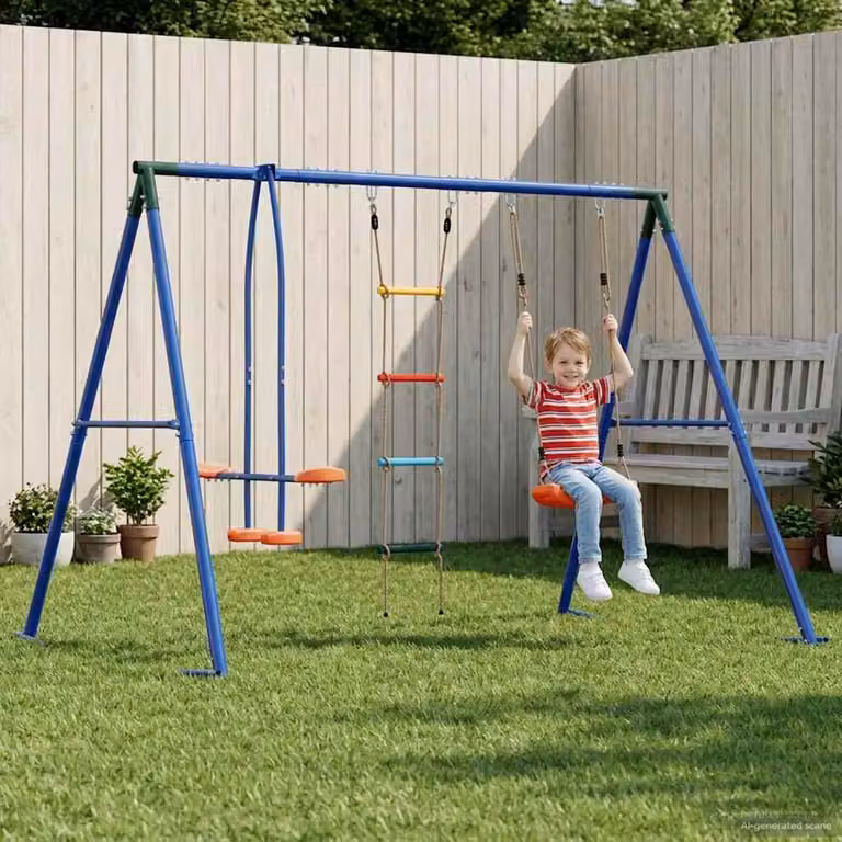 vidaXL Set di Altalene per Esterni Multicolore in Metallo e Plastica con Altezza Regolabile e Resistente ai Raggi UV