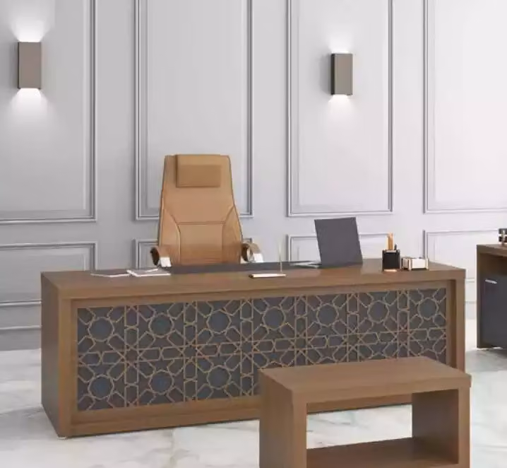 Klassischer Schreibtisch Arbeitszimmer Tisch Holzmöbel Office 220x90cm