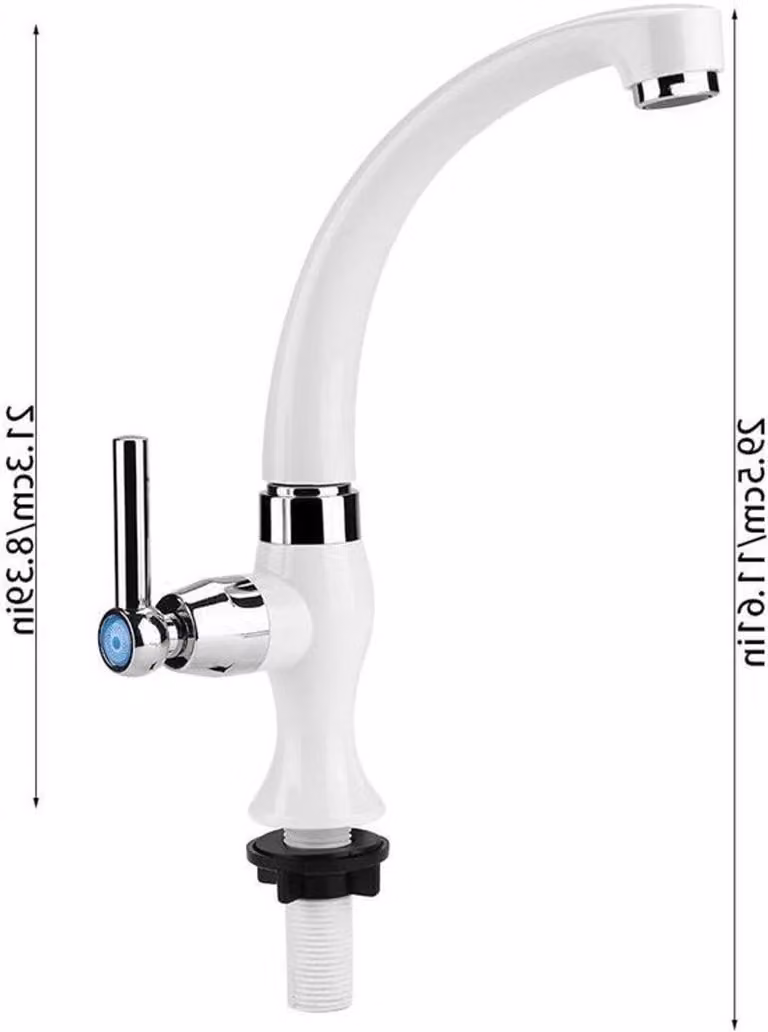 Rubinetto monocomando per cucina e bagno, adatto all'acqua fredda - Realizzato in plastica ABS resistente, ideale per lavabi, bagni e piscine, con attacco G1/2