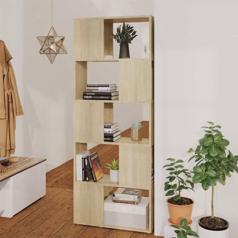 Libreria e divisorio moderno vidaXL in MDF color rovere sonoma, L: 60 cm, P: 24 cm, H: 155 cm