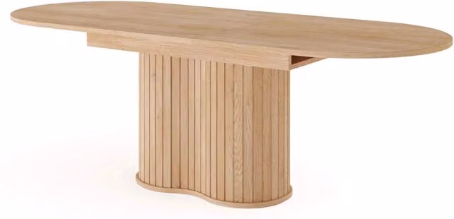 Tavolo Allungabile Per Sala Da Pranzo Con Apertura Sincronizzata E Allunga Centrale Da 40 Cm Design Minimal Per Soggiorno Salotto E Zona Living 180-220 X 90 X 76 Cm Rovere
