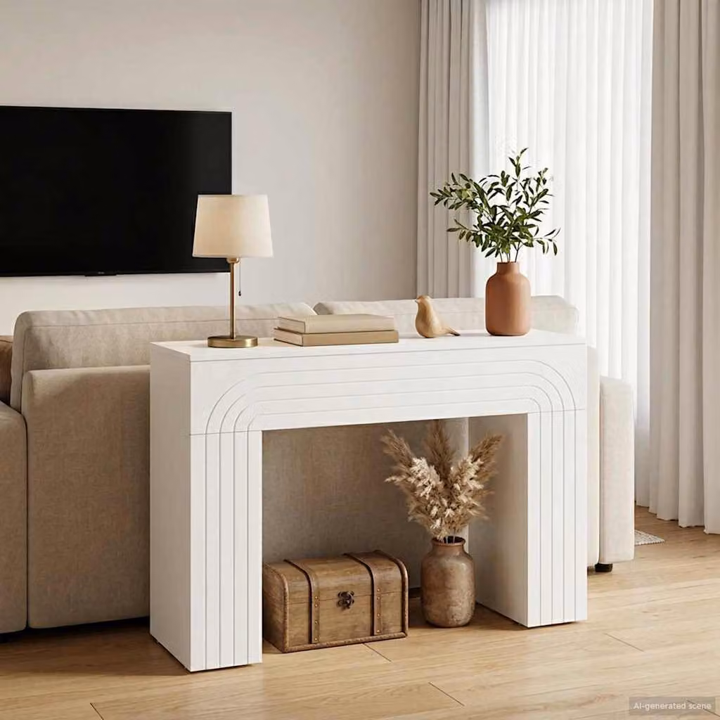 vidaXL Tavolino da salotto moderno in MDF bianco L: 102 cm, P: 35 cm, H: 75 cm