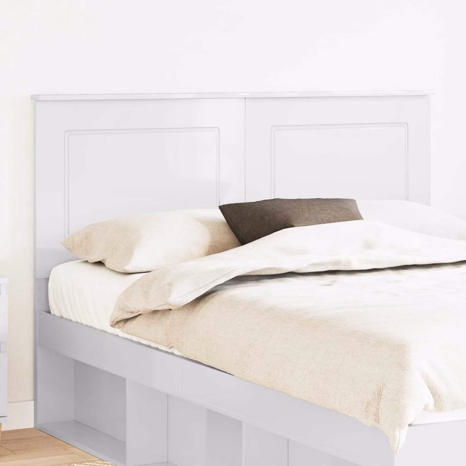 Testiera per letto vidaXL in legno ingegnerizzato bianco lucido, Larghezza: 100 cm