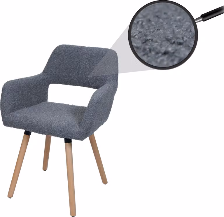 Sedia da pranzo HWC-A50 II, sedia da cucina sedia imbottita, legno tessuto/tessuto bouclé (450g/m²) ~ grigio scuro