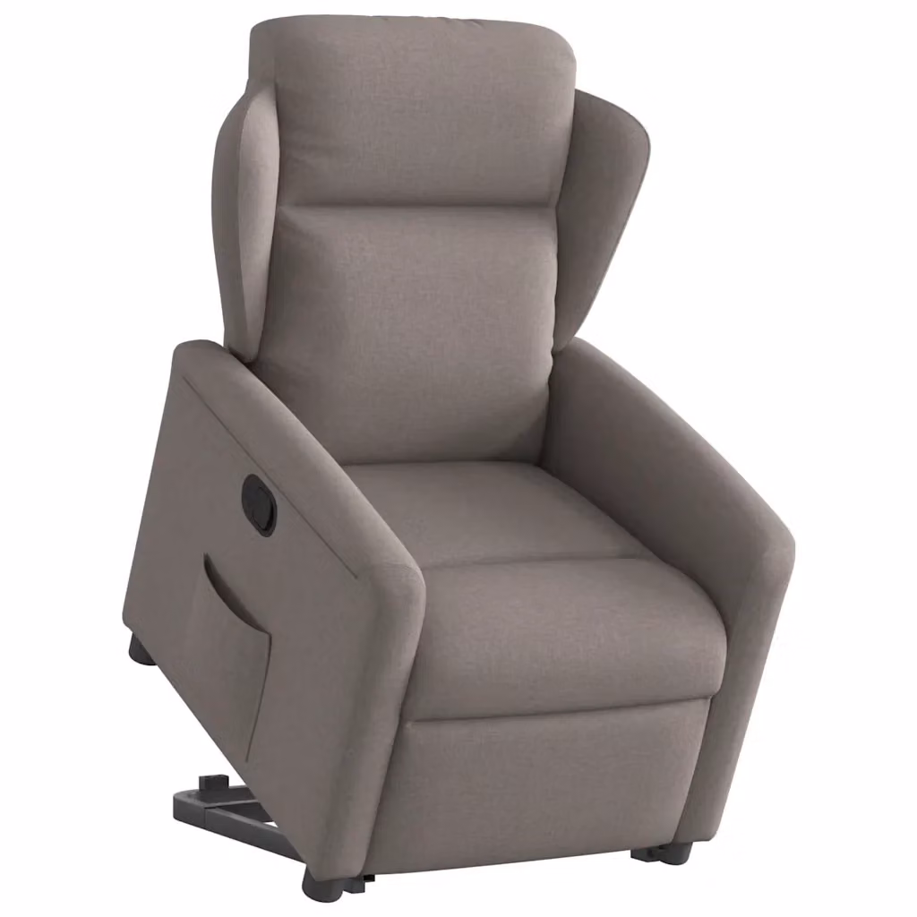 Poltrona Alzapersona Reclinabile con Assistenza Elettrica vidaXL in Tessuto Beige e Grigio con Braccioli – 2