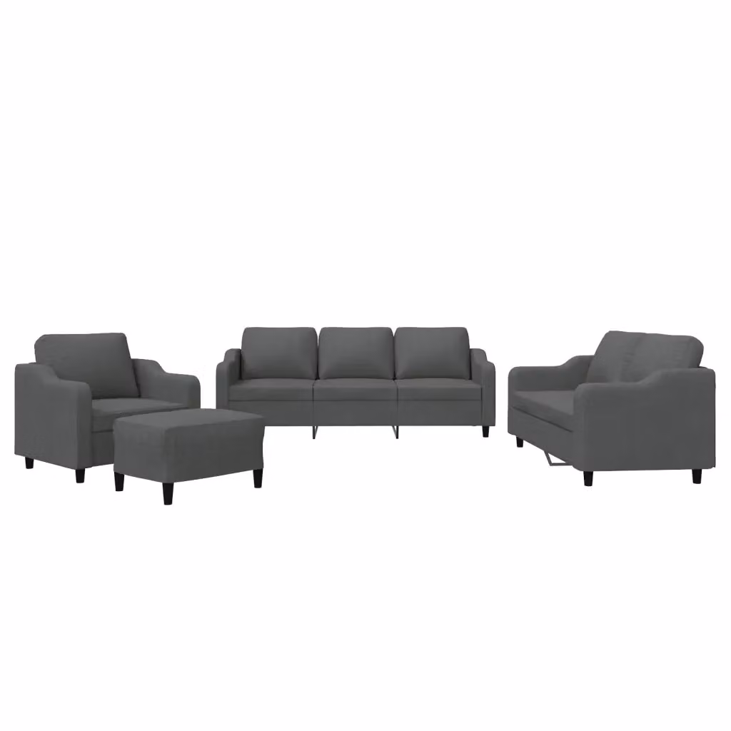 Set di divani moderno vidaXL in tessuto grigio composto da un divano a 3 posti, un divano a 2 posti, un pouf e cuscini coordinati – 2