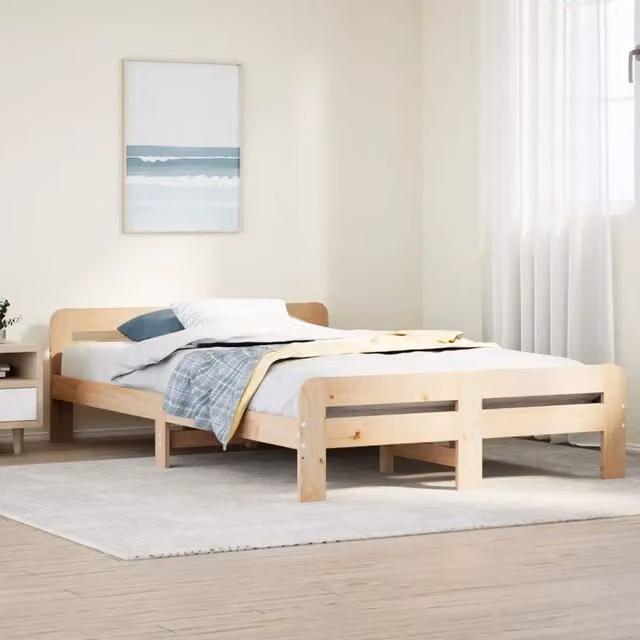 Letto senza materasso vidaXL in legno massello di pino rustico marrone L/P/H: 193.5 x 120 x 53 cm – 1