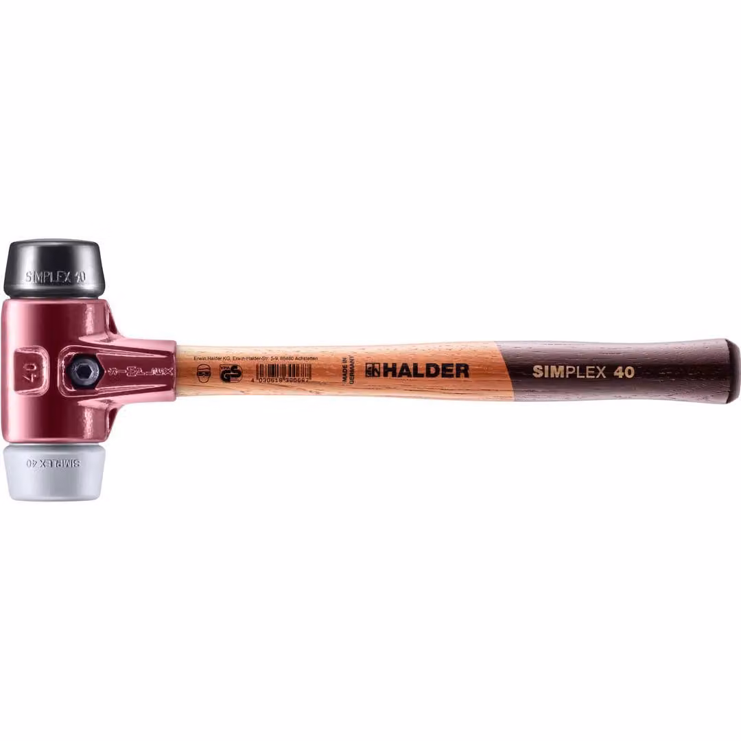 Mazza SIMPLEX soft-face con alloggiamento TE e manico in legno, Ø 40, composizione in gomma / TPE-mid