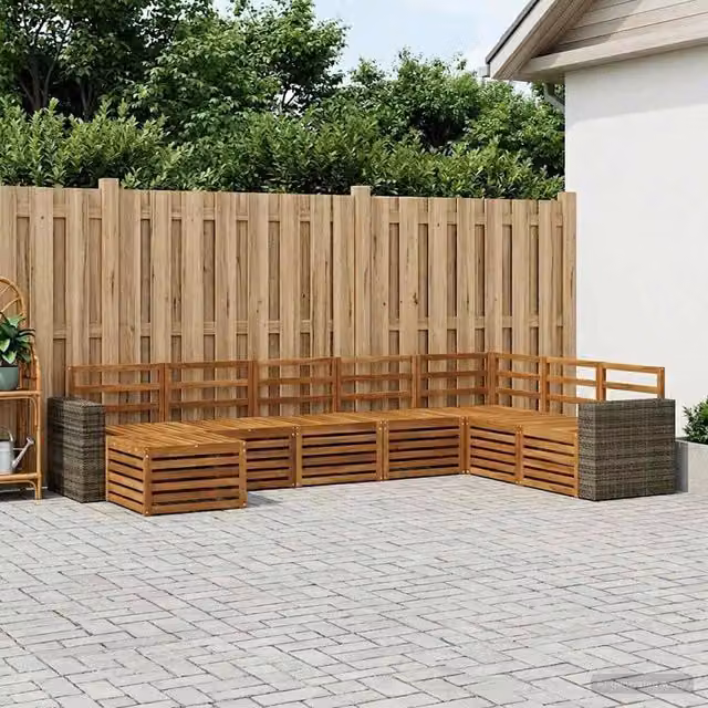 Set di divani da esterno 8 pz Naturale Legno di Acacia Massello 3384725