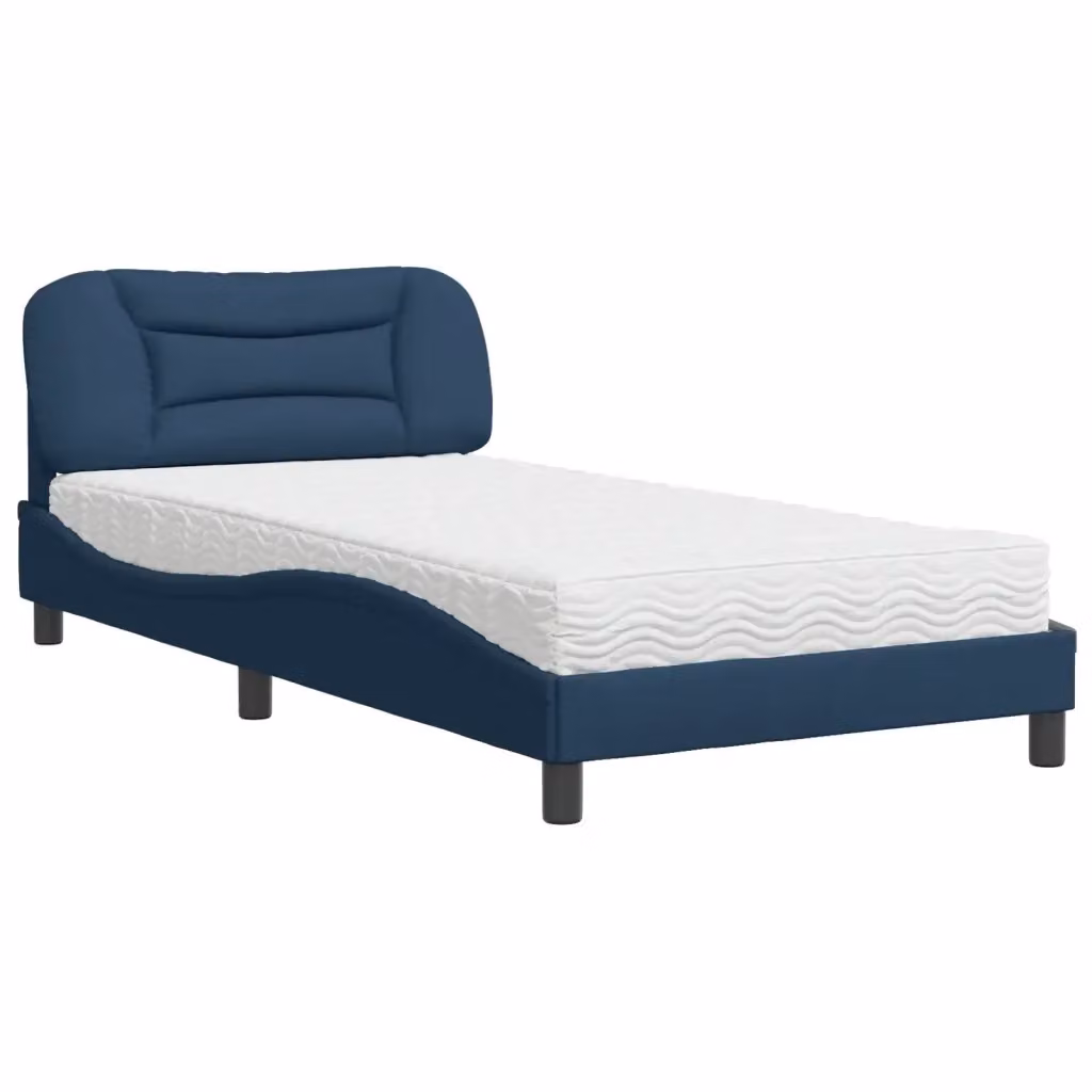 Letto con Materasso Hvar blu e bianco vidaXL in tessuto e legno L/P: 100 x 200 cm – 2