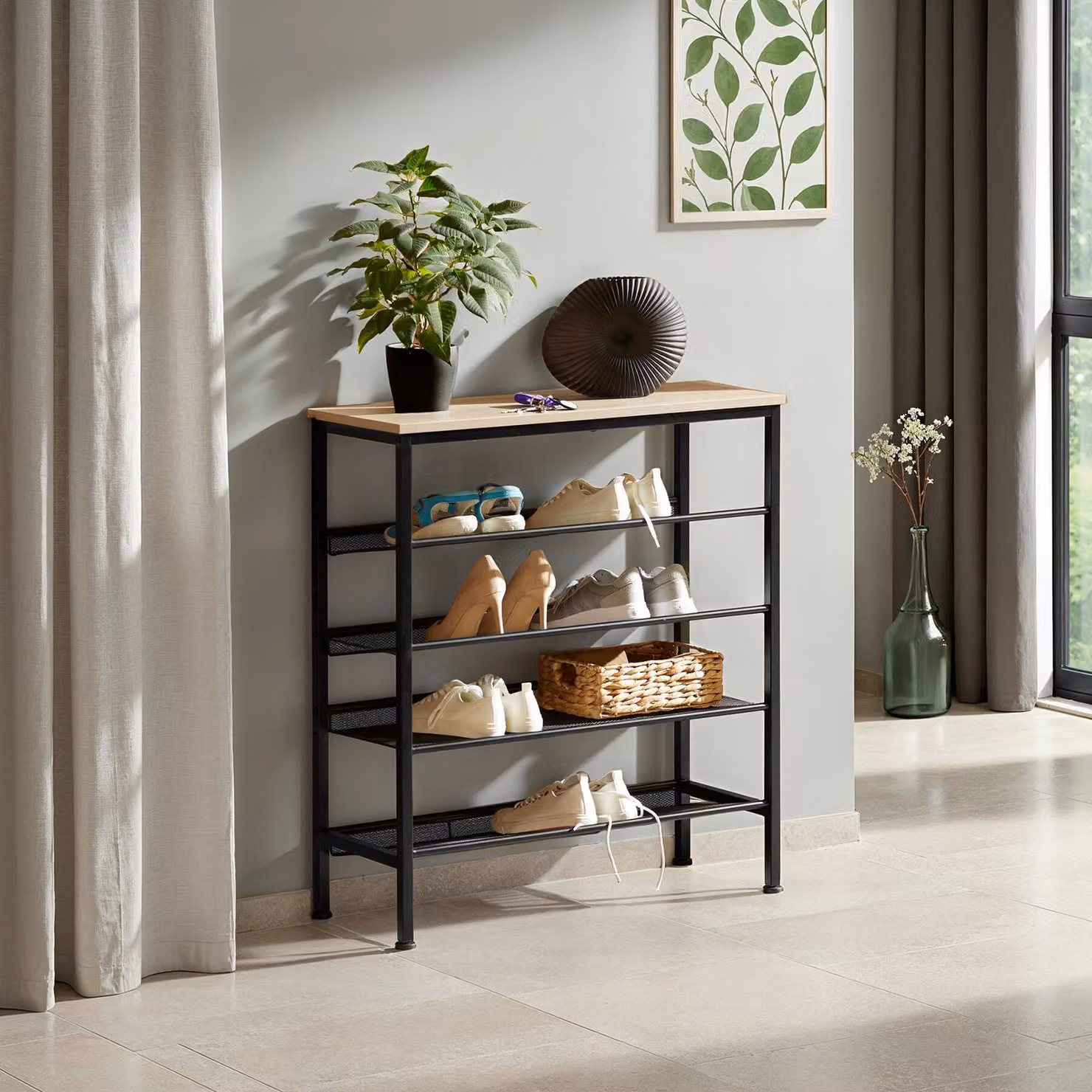 Scarpiera Industriale tectake in Rovere Oak Marrone L: 75,5 cm, P: 30,5 cm, H: 85,5 cm – 1