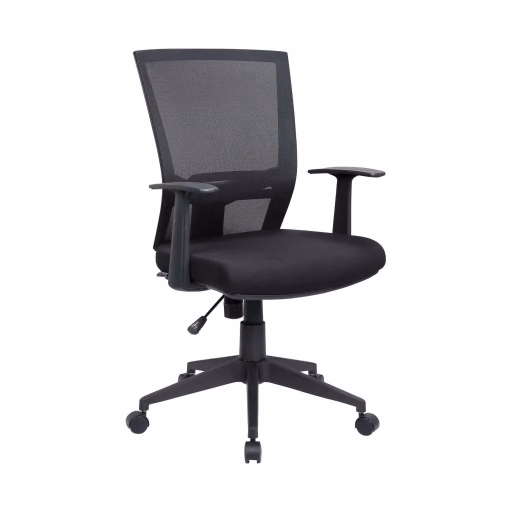 Sedia da ufficio direzionale DMORA Eulalia, poltrona ergonomica con braccioli e ruote, colore nero, L: 59 cm, P: 64 cm, H: 96/106 cm – 2