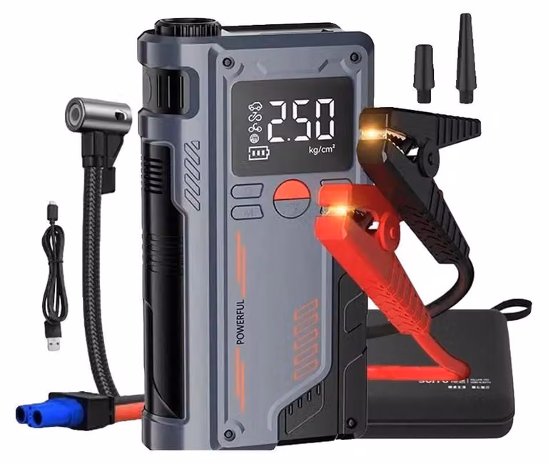 Avviatore di emergenza per auto, compressore d'aria da 150 PSI, power bank da 20000 mAh, batteria esterna da 20000 mAh