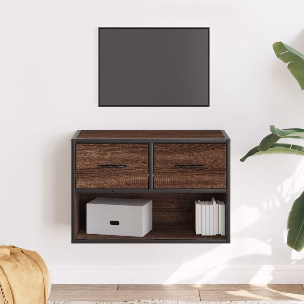 Mobile TV vidaXL in stile industriale, colore marrone, in legno e metallo, L 60 cm x P 31 cm x H 39,5 cm