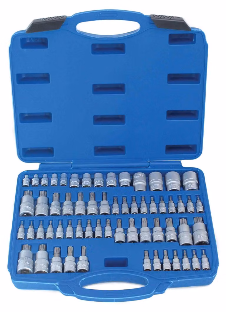 Set-kit 60 inserti e bussole E-Torx e Torx Plus 1/4" 3/8" 1/2"