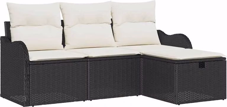 Set Divano da Giardino con cuscino 4 pcs Poly Rattan