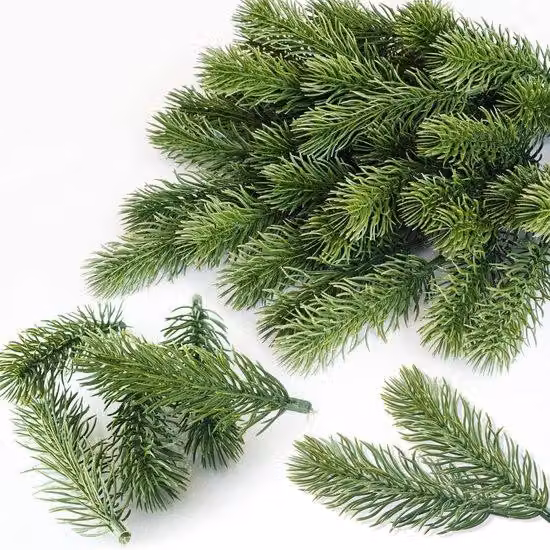 Rami di abete in plastica, 10 cm, verdi, decorazioni natalizie