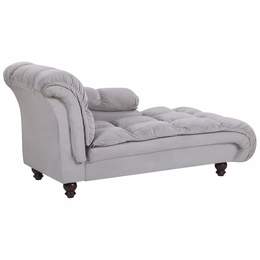 Chaise longue BELIANI in velluto grigio con imbottitura a sinistra e design moderno L/P/H: 141 x 70 x 76 cm – 2