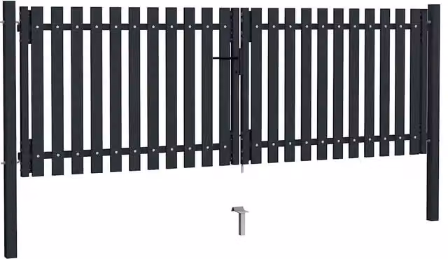 Cancello per Recinzione a doppia Porta 300x125 cm Antracite 146352
