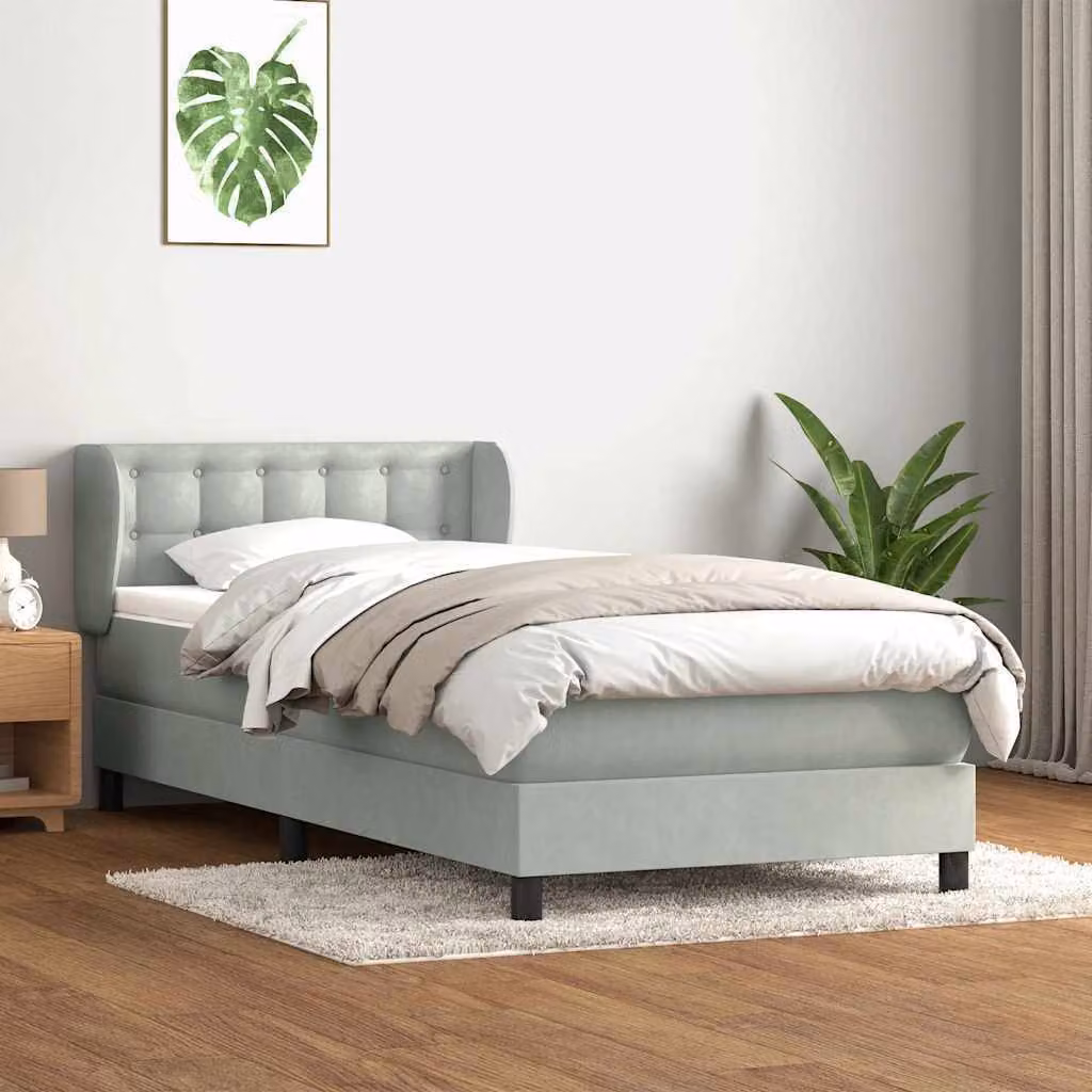 Maison Exclusive - Giroletto a Molle con Materasso Grigio Chiaro 80x210 cm Velluto