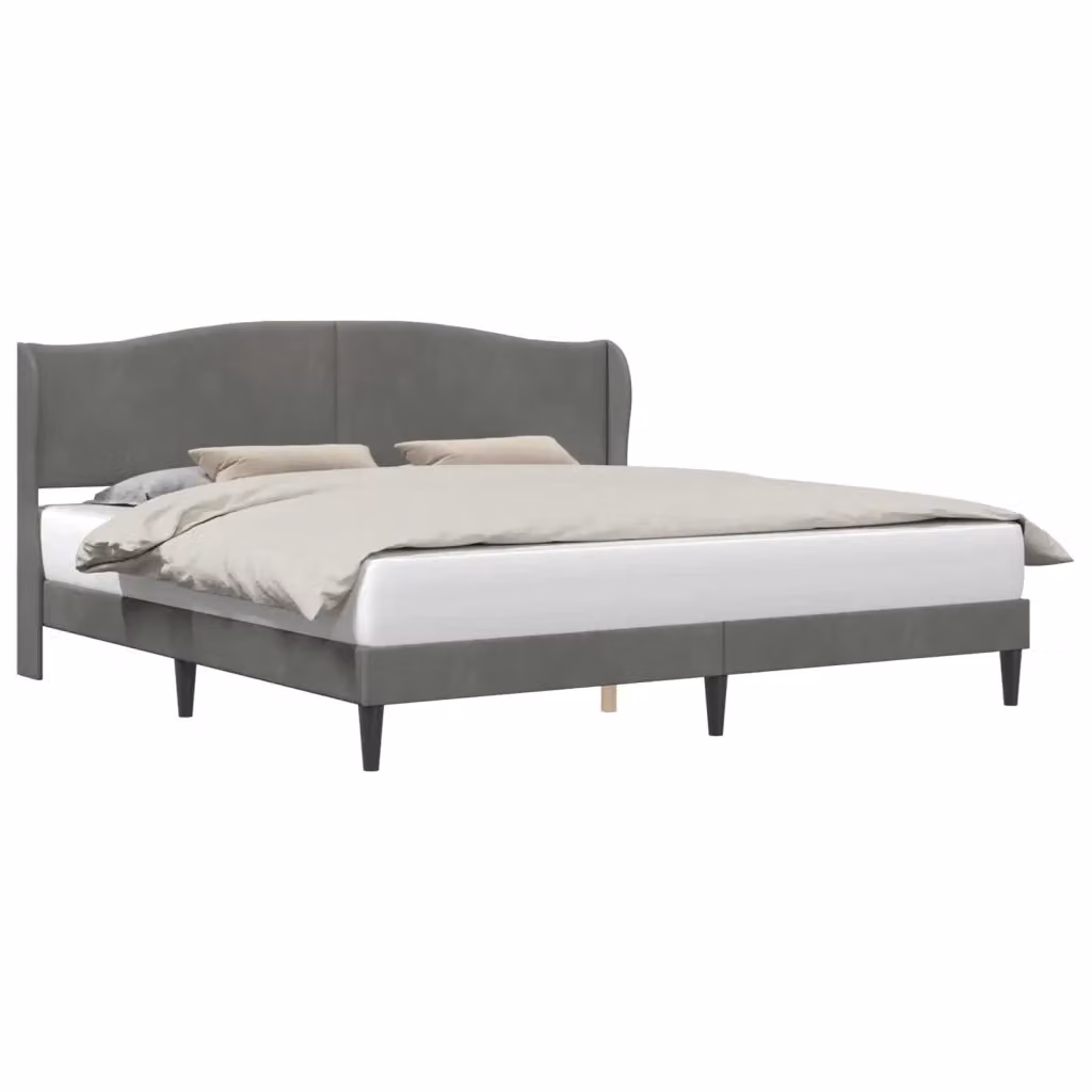 Struttura del letto moderna vidaXL in velluto grigio con legno e metallo L/P/H: 202 x 180 x 140 cm – 2