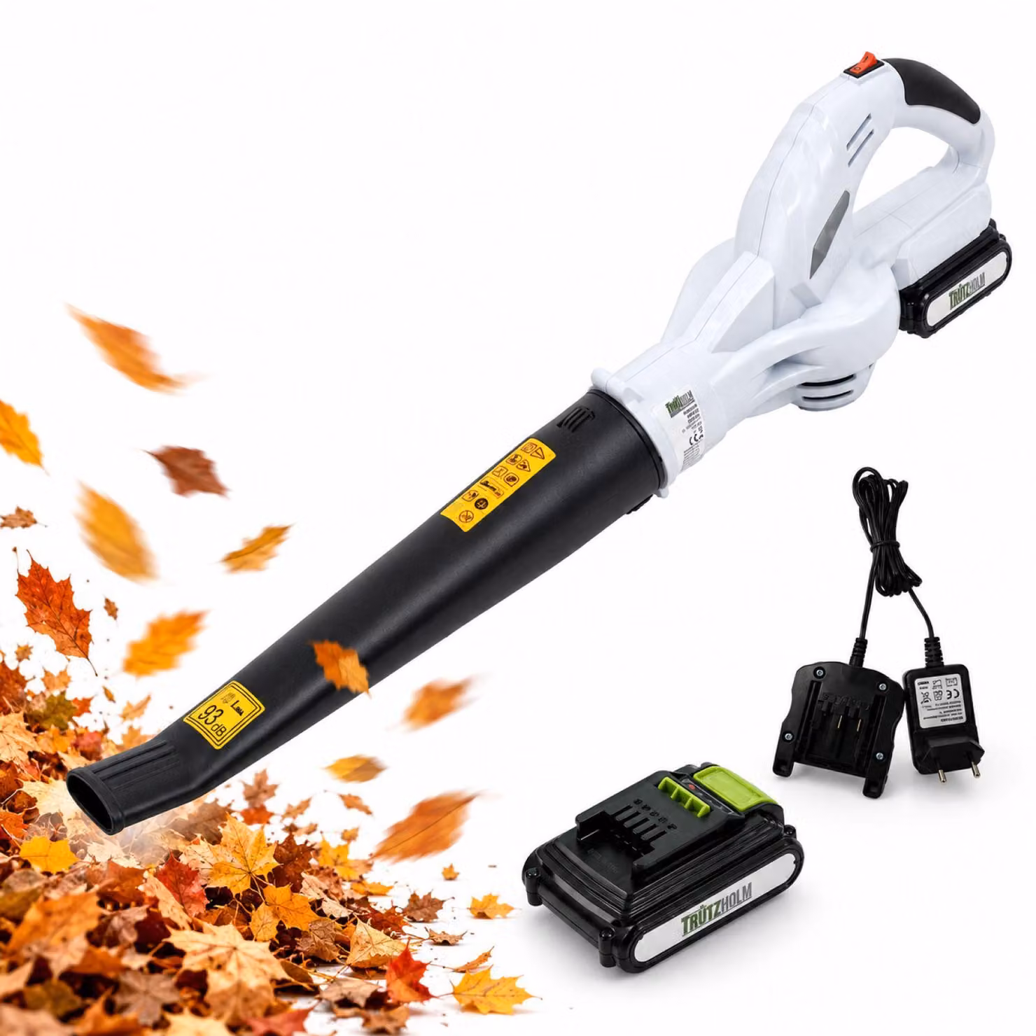 Soffiatore per foglie a batteria 20 V con batteria da 2000 mAh e velocità di 240 km/h, caricabatteria incluso: senza fili, leggero, potente, per giardino e terrazza.