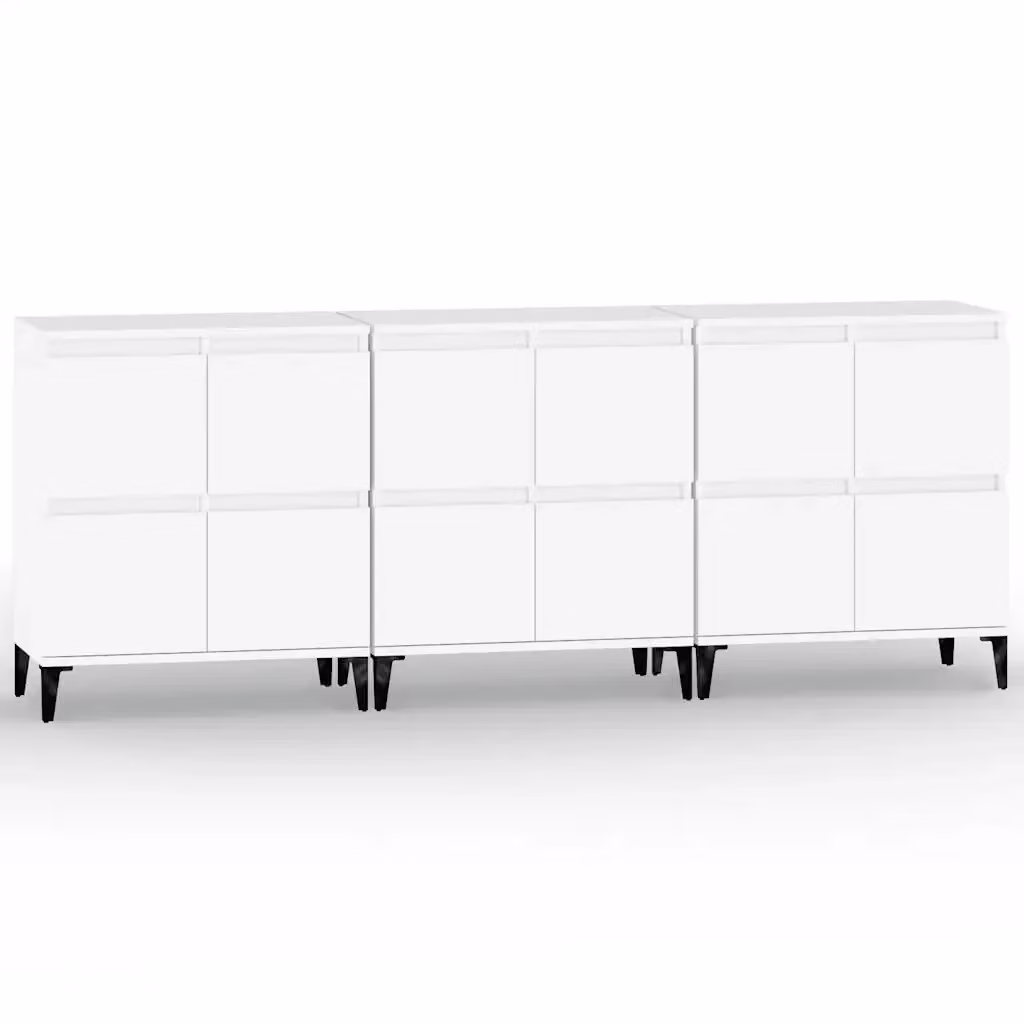Set di 3 credenze bianche vidaXL in legno e metallo per sala da pranzo, L/P/H: 60 x 35 x 70 cm – 2