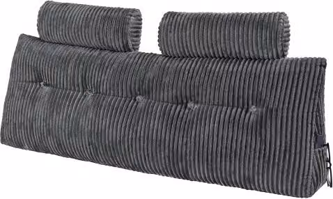 Cuscino a Cuneo VEVOR per Testiera Queen Size in Flanella Grigia con 2 Tasche Laterali e Supporto Lombare Lavabile in Lavatrice