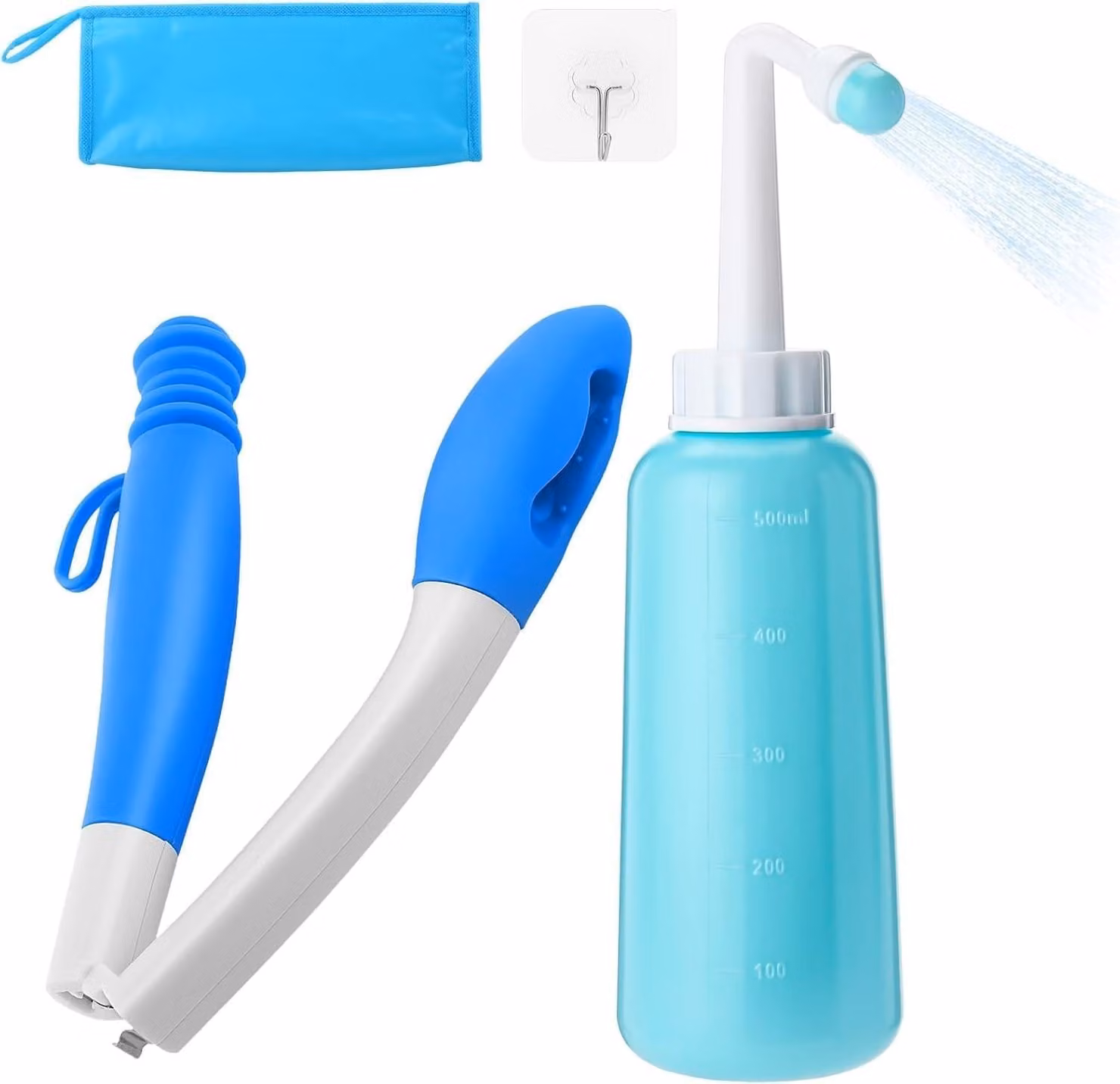 Dispositivi di assistenza per il bagno pieghevoli - Aiuto per l'igiene personale - Include una bottiglia per il bidet - Funzionamento manuale - Adatto per persone con mobilità ridotta - Ideale per anziani