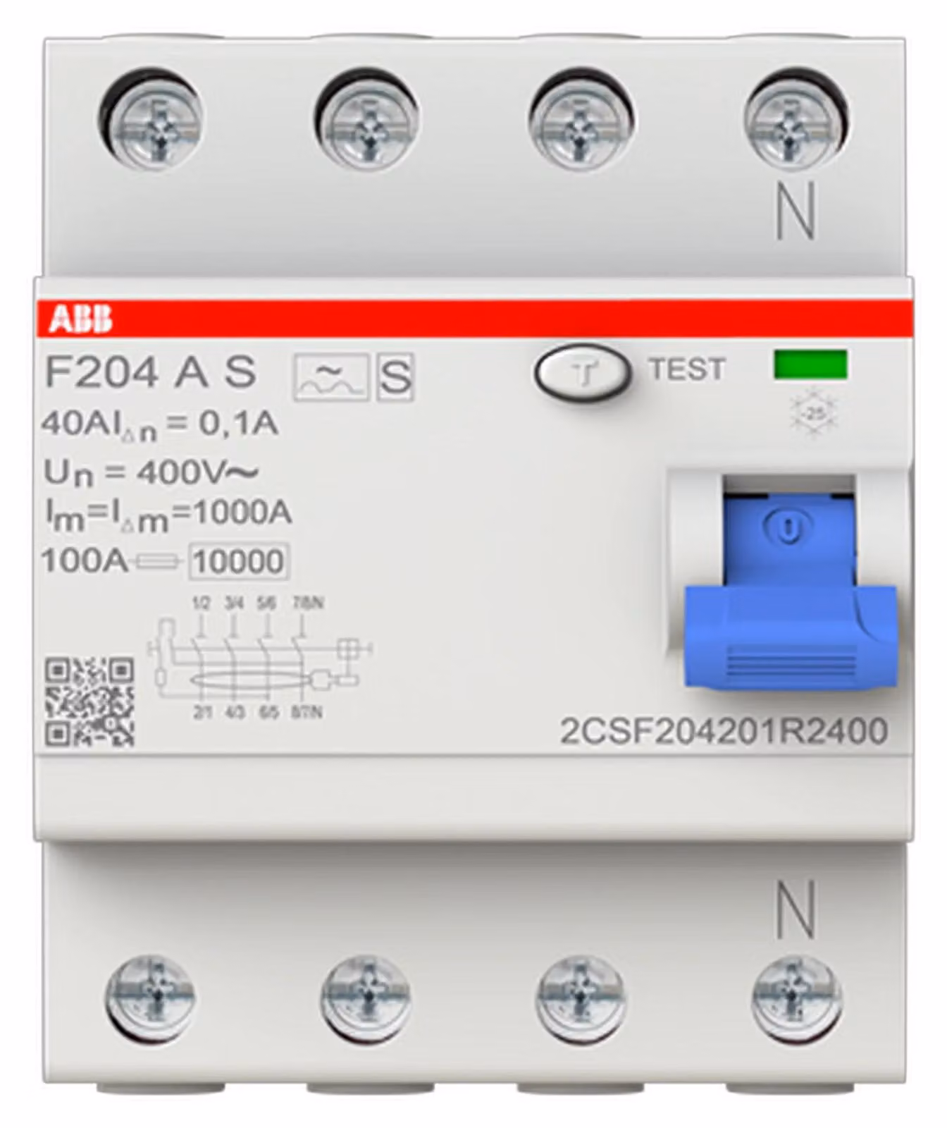 Interruttore differenziale selettivo  40 A/4 poli/100 mA  F204 A S-40/0,1, 1 pz.